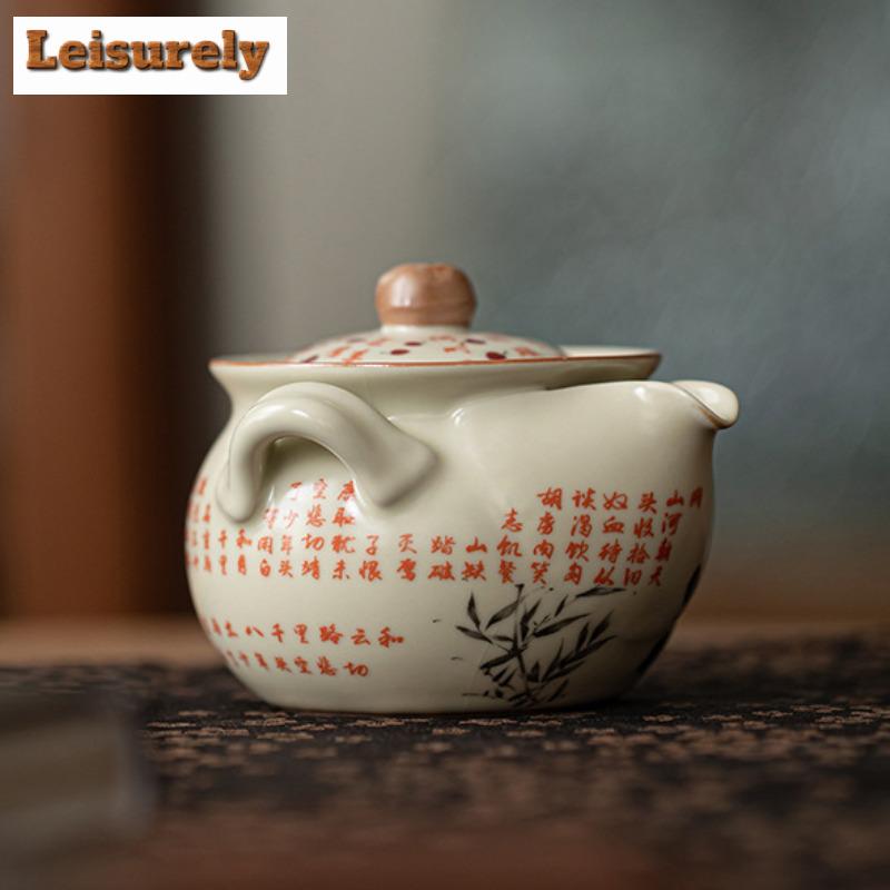 200ml Imitation Song Ru Kiln Teapot Man Jianghong Hand-operated Pot Japanese Tea Brewing Kettle Tableware Accessories Decoration