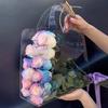 1Pc Transparent Pet Fresh Flower Bouquet Handbag Flowers Wrapping Handbag Festivals Party Rose Package Portable Packing Bag