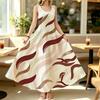 Women's Sleeveless Maxi Dress Minimalist Lines Lightweight Long Dress for Beach Vacation,Daily Casual,Summer Outings