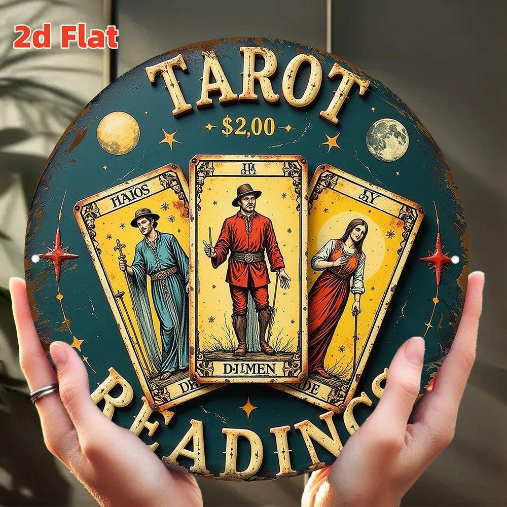Vintage TarotThemed Metal Wall Art Sign Aluminum Tin Retro Celestial Design with Mystical Symbols Durable IndoorOutdoor