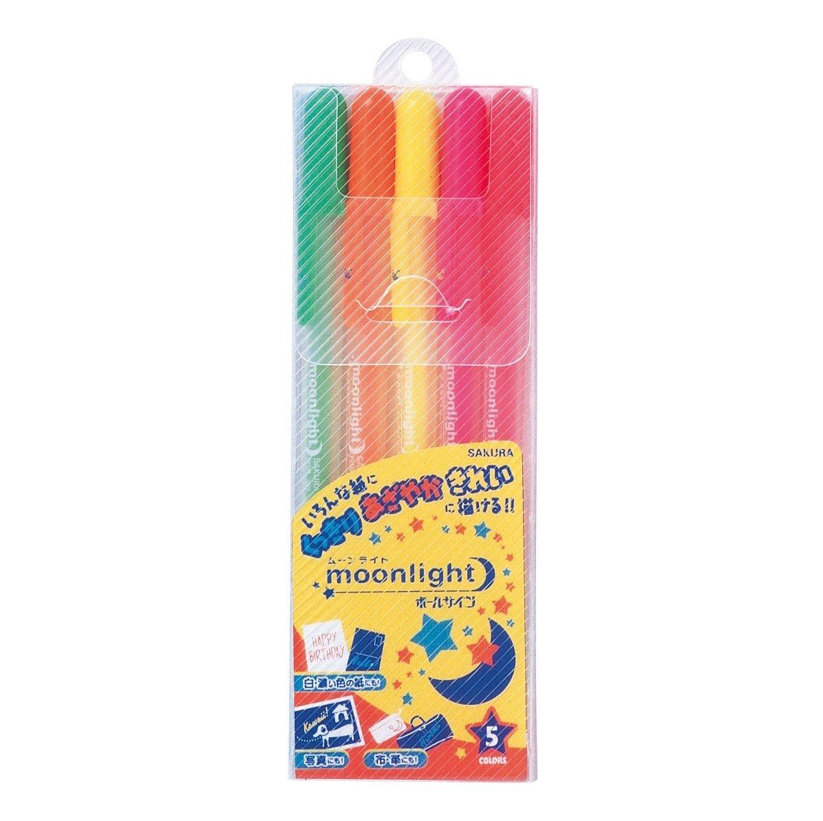 Sakura Craypas Ball Sign Moonlight Gel Ballpoint 5 PGB5M Pen, Fluorescent, Colors,