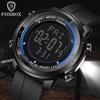 FOXBOX LED Alarm Backlight Waterproof Watch Men Fashion Analog Digital Watches For Men Black Silicone Luminous Quartz Men Watch