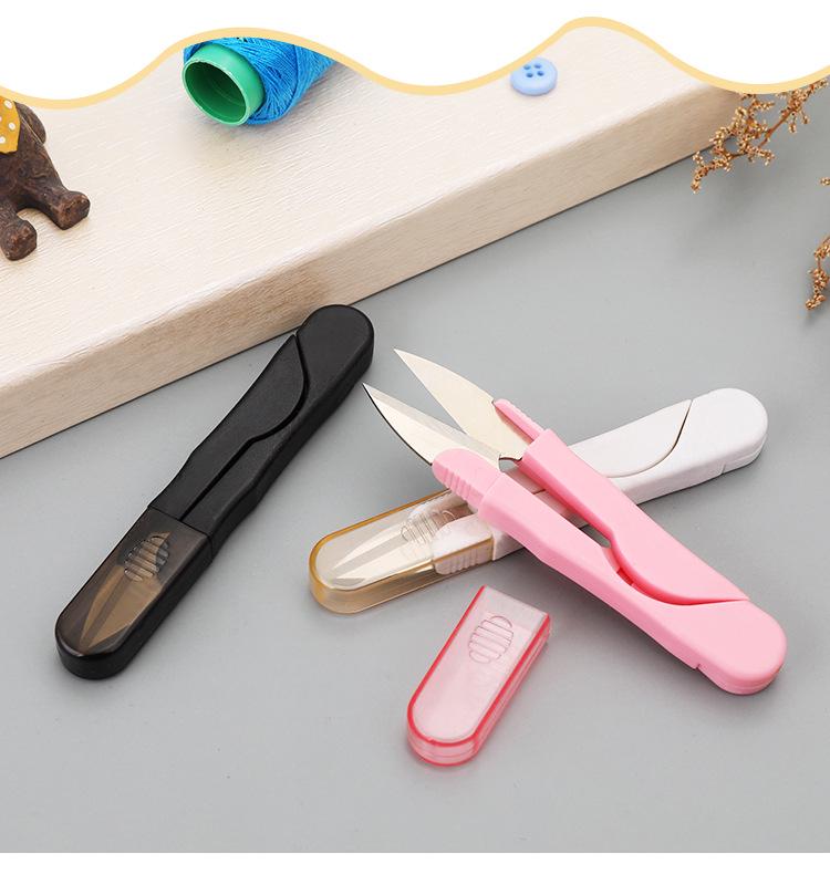 U-Shaped Spring Scissors for Yarn, Thread Trimming, Sewing, Cross-Stitch, Stationery, Office, and Fishing Line.
