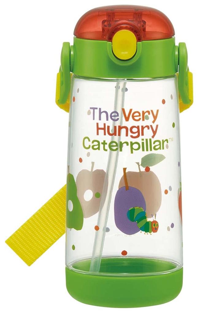 Skater Water Bottle with Straw Clear One Push Hungry Caterpillar 480ml Girls PDSH5 Children's