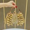 Handbag: Elegant Fashion Bag with Pleats, Lady's Bag with Embedded Diamonds, Shoulder Chain Bag