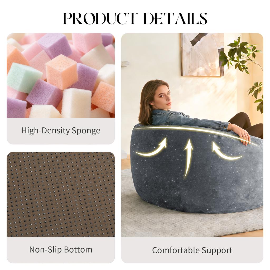 Sillón Puf Curvo de Respaldo Alto con Soporte de Contorno para Todo el Cuerpo para una Relajación Inmersiva en Espacios de Vida Modernos