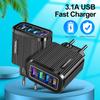 Phone Charger 4 Port USB Fast Mobile Phone Charger Adapter 5V 3A for iPhone Samsung Huawei Xiaomi Quick Charging Power Source