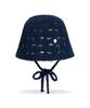 Bajal Va Curved Oval Metallic Knit Punching Bucket Hat Navy
