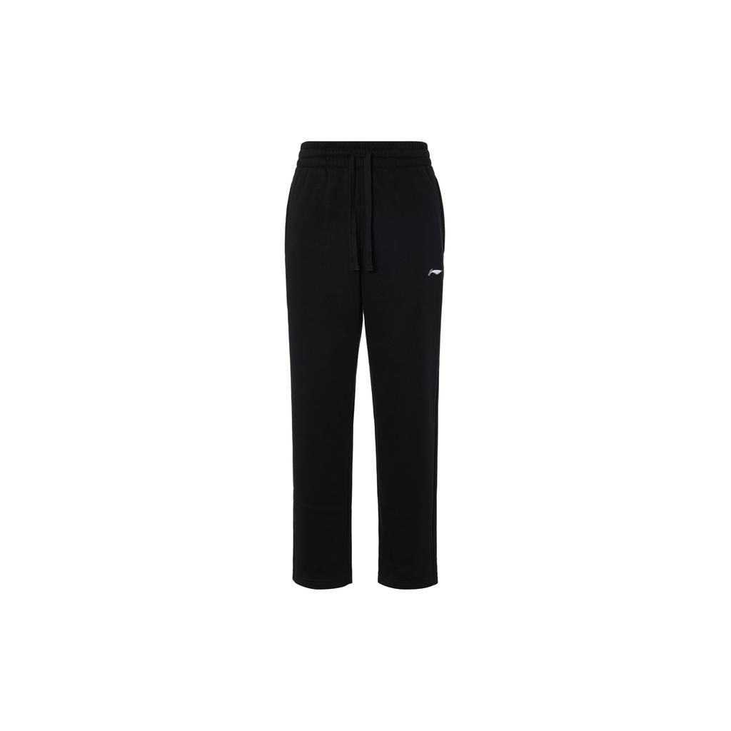 Li-Ning Thickened Warm Training Comfortable Straight Leg Knitted Sports Pants Men Bottoms Black AKLTD89-1