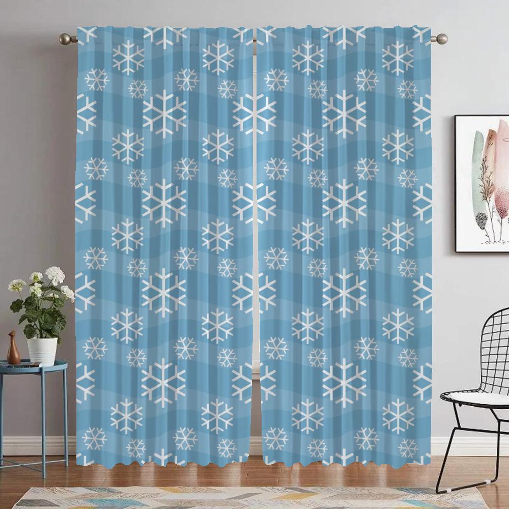 Vánoční odstíny Vločka Moderní obývací pokoj Závěsy 2 kusy Zatemňovací závěs do pokoje 2 panely Halloweenská dekorace Dělící stěna