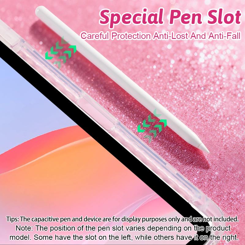 Single-pack Transparent Acrylic Tri-fold Sequined Tablet Case,For IPad Mini 6/7/9.7/10.2/10.5/Air 4/Air 5/10.9/Pro 11/10th A16
