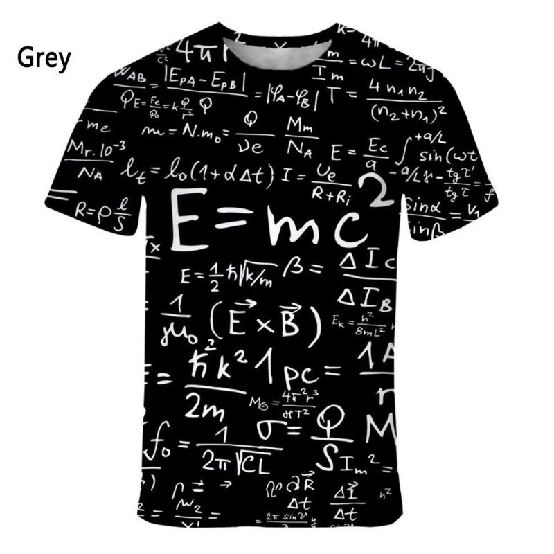 Tricou pentru bărbați cu imprimeu 3D cu formulă matematică, la modă, casual, cu mânecă scurtă, cu gât rotund, mărime plus