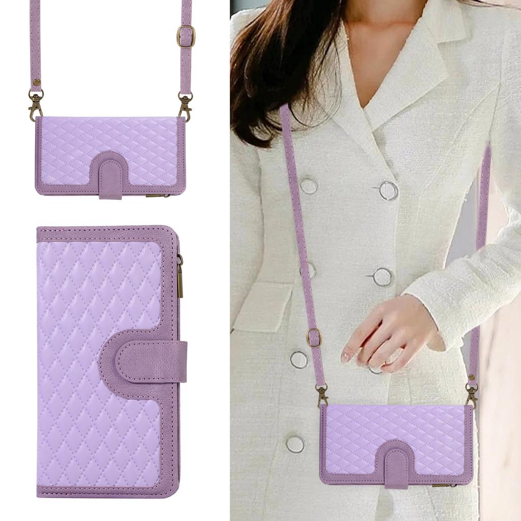 Suitable for Samsung A52 5G Diamond Crossbody Card Bag Leather Case Zipper Wallet Flip Leather Case Women's Shoulder Bag A32 5G