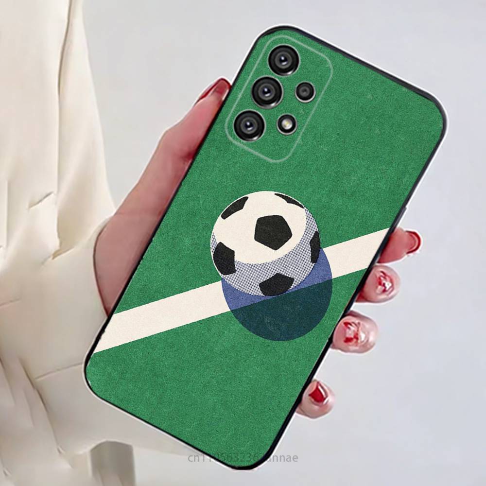 Fire Football Soccer ball  Phone Case For Samsung Galaxy A13,21s,22,31,32,52,53,71,80,A91 Soft Black Shell