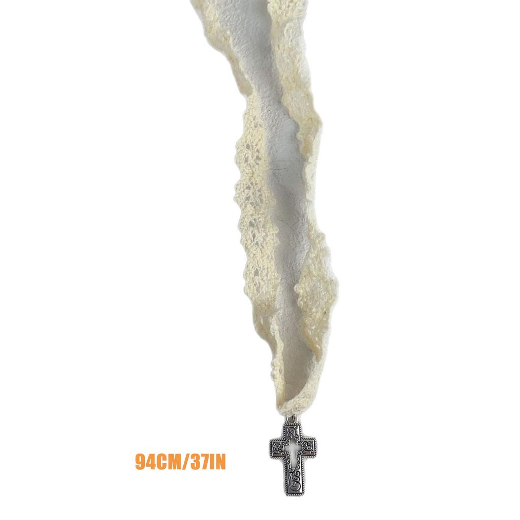 Elegant Lace Crosses Necklace Featuring Adjustable Tie Designs for Fashionable Women and Trendsetters Daily Use