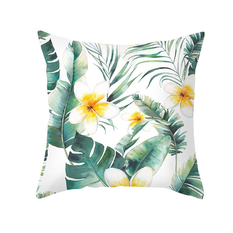 Summer Small Fresh Green Plant Print Pillowcase Peach Skin Green Leaf Home Sofa Pillowcase Bedroom Cushion