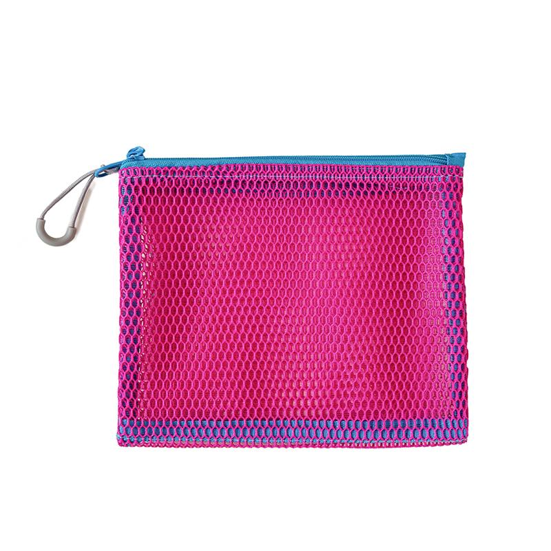 Double Zipper Mesh Storage Bag  Ultra Wear-proof Visible Double Layer Makeup Pouch Portable Travel Toiletry Bag with Handle