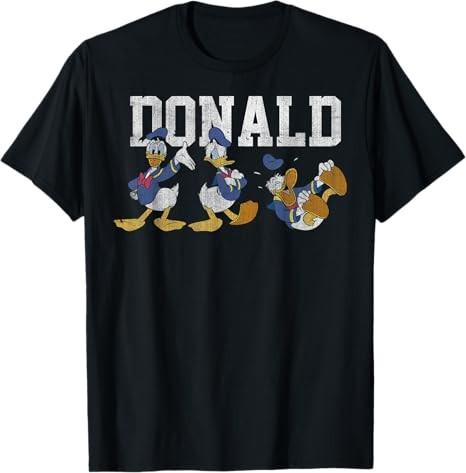 Mickey And Friends Donald Duck Pose Lineup Black TShirt S