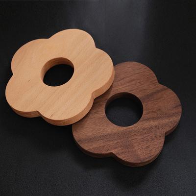 1 STÜCK Holz Blumen Untersetzer Rutschfest Hitzebeständig Getränkehalter Kaffeetassenmatte Tischschutz Natur Rundes Holz Küchendekor