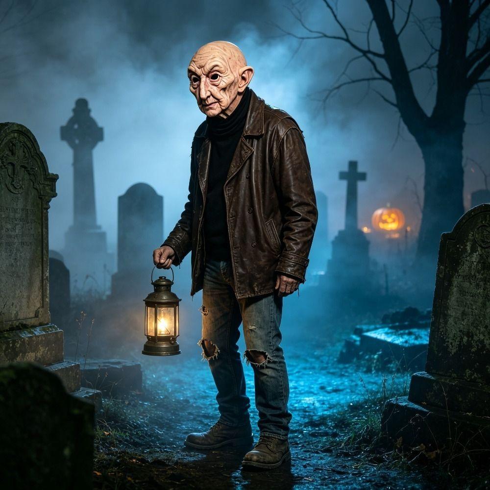 Creative Elderly Halloween Mask Spooky Realistic Meng Po Mask Funny Cosplay Props Carnival Party