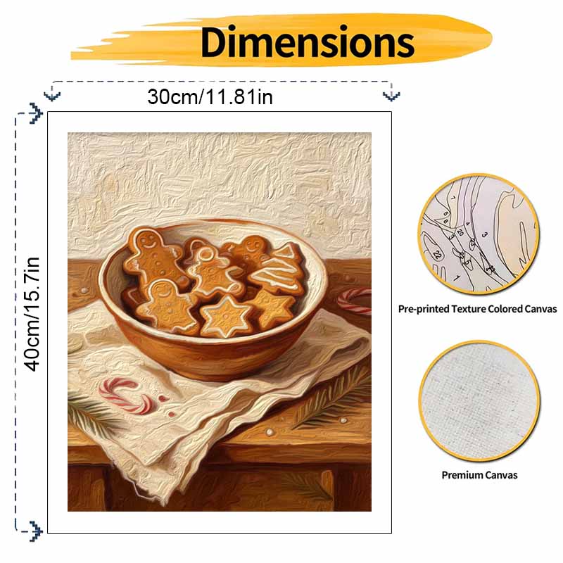 Christmas gingerbread cookie bowl digital painting oil painting art kit hand painting home decoration painting