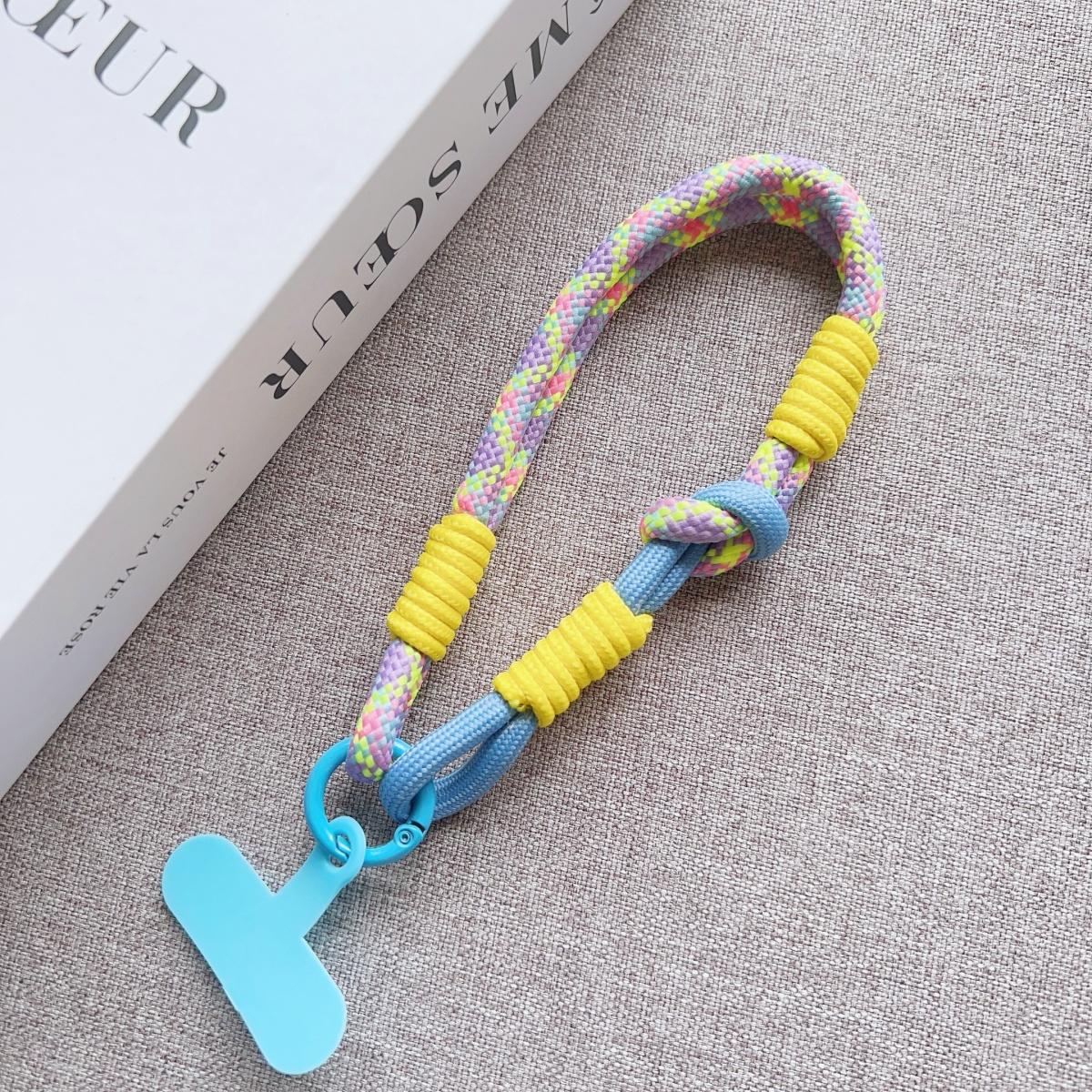 

Stylish Cute Contrast Color Simple Hand Strap Adjustable Short Mobile Phone Lanyard Clip-On Phone Case Universal Anti-Lost Strap