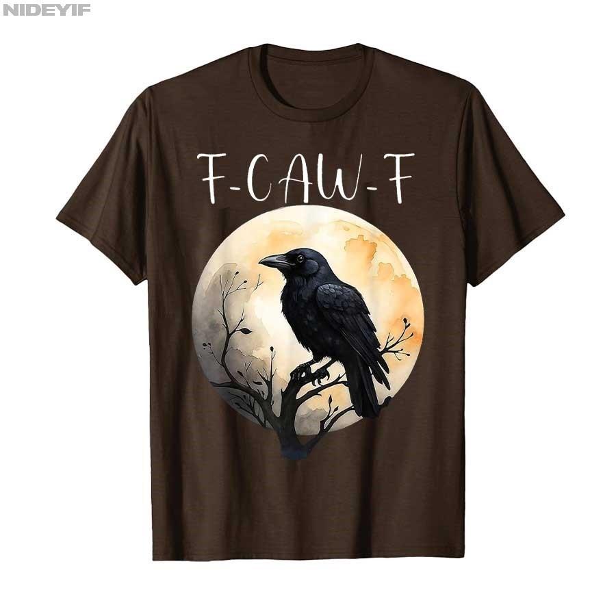 F Caw F Black Crow, F-Caw-F Funny Black Bird Saying Meme T-shirt Men Women 100% Cotton T Shirts Short Sleeve Tops P416