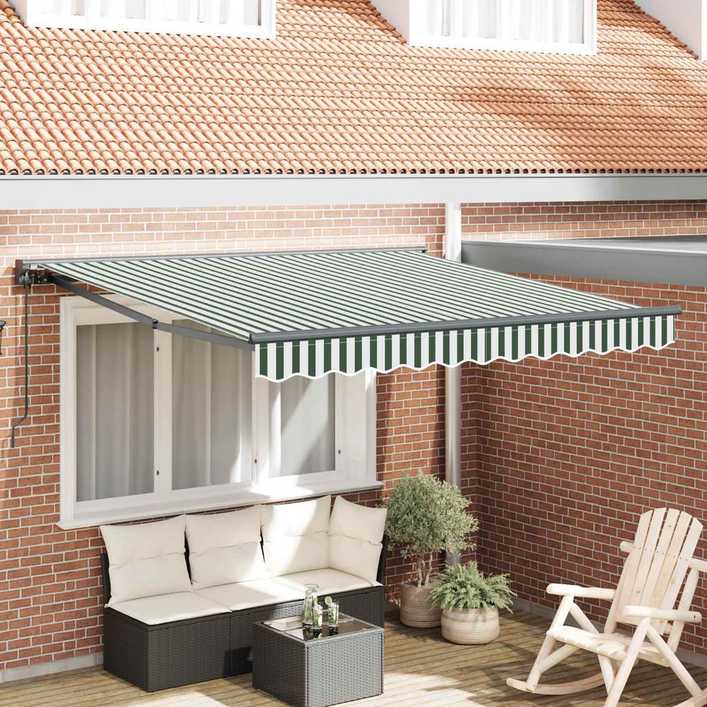 Green and White Retractable Awning Frame 300 X 250 Cm