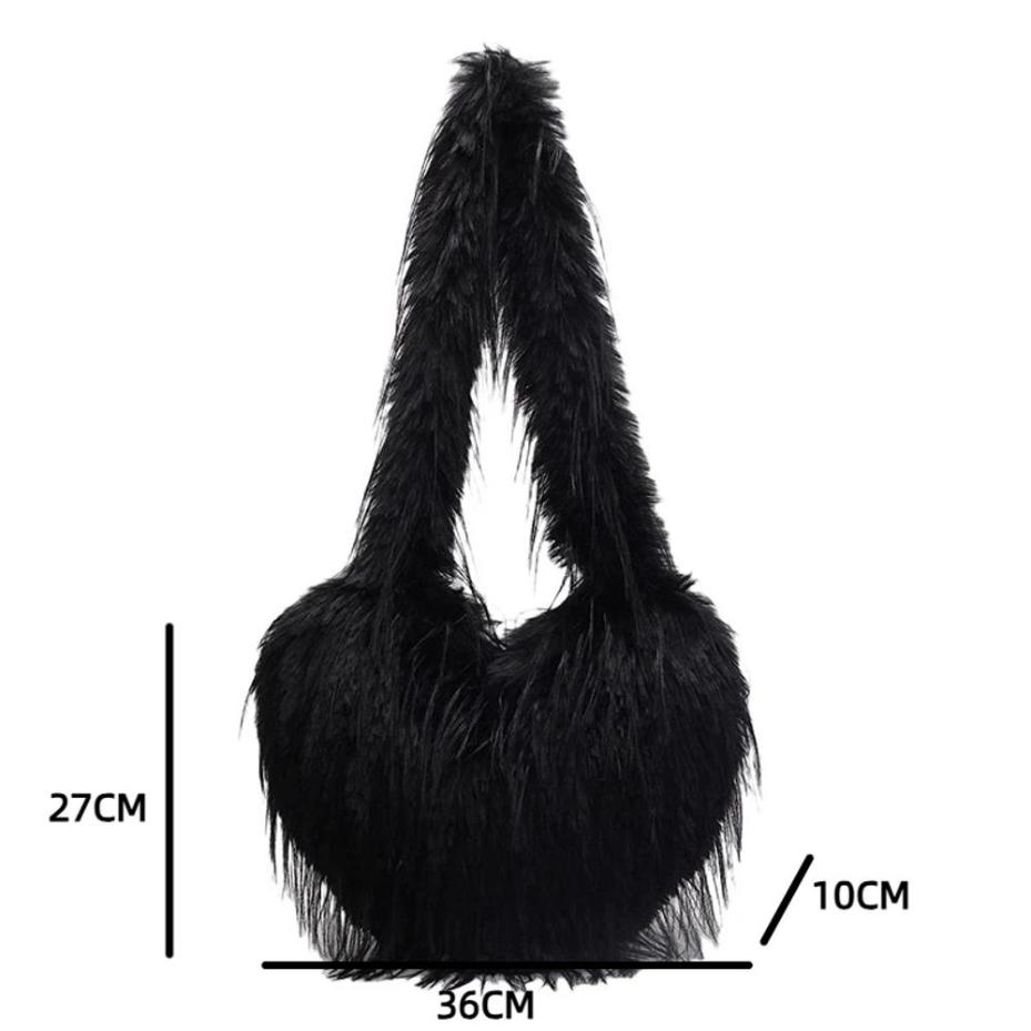 Fashion Artificial Fur Messenger Bag Autumn And Winter Personality Heart Shoulder Bag Girl Ladies Party Banquet Bags Woman New
