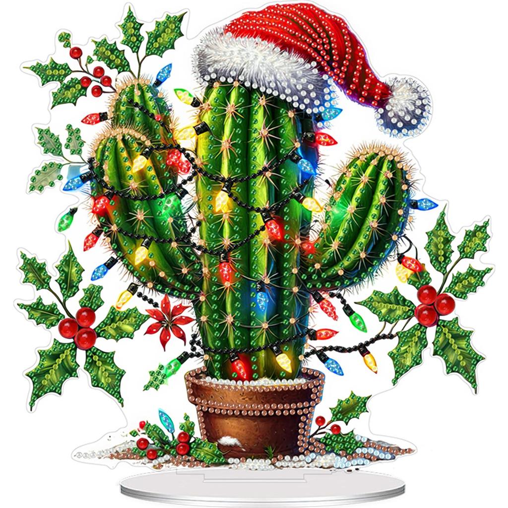 2D Flat Print Xmas DIY Special Shape Table Top Diamond Painting Ornament Kits Desktop Diamond Art Kits Bedroom Table Decoration