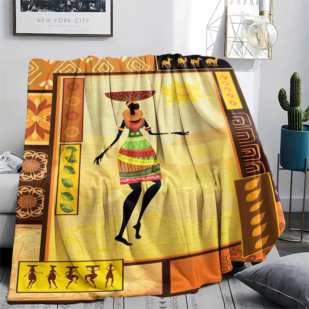 1Pc African Woman Print Flannel Blanket, High Quality Comfortable for All Seasons, Home Decor, Warmth and Comfort, Perfect for Christmas Gifts