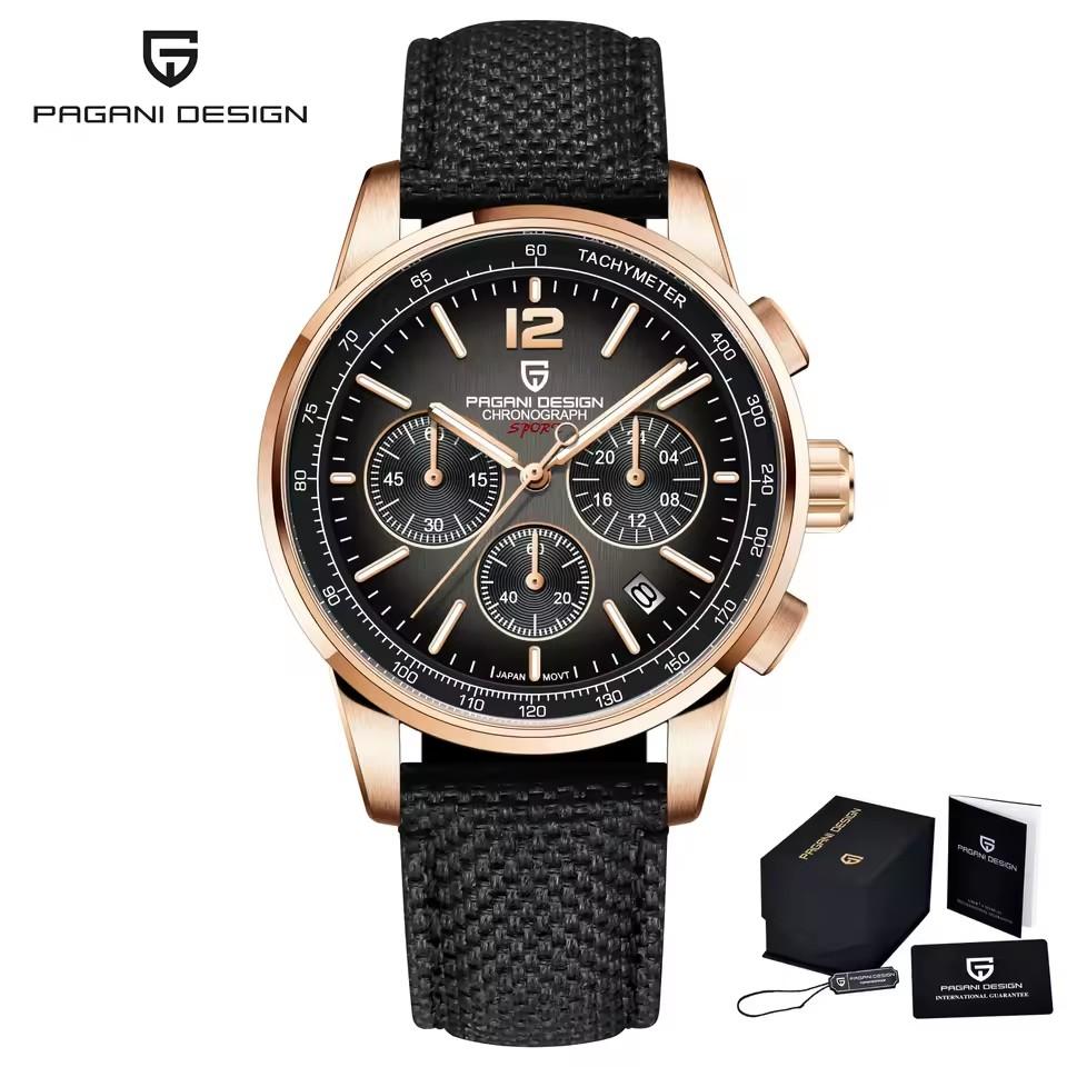 PAGANI DESIGN New Luxury Fashion Casual Men Quartz Watches VK63 100M Water Resistant Sapphire Glass Stainless Steel Watches