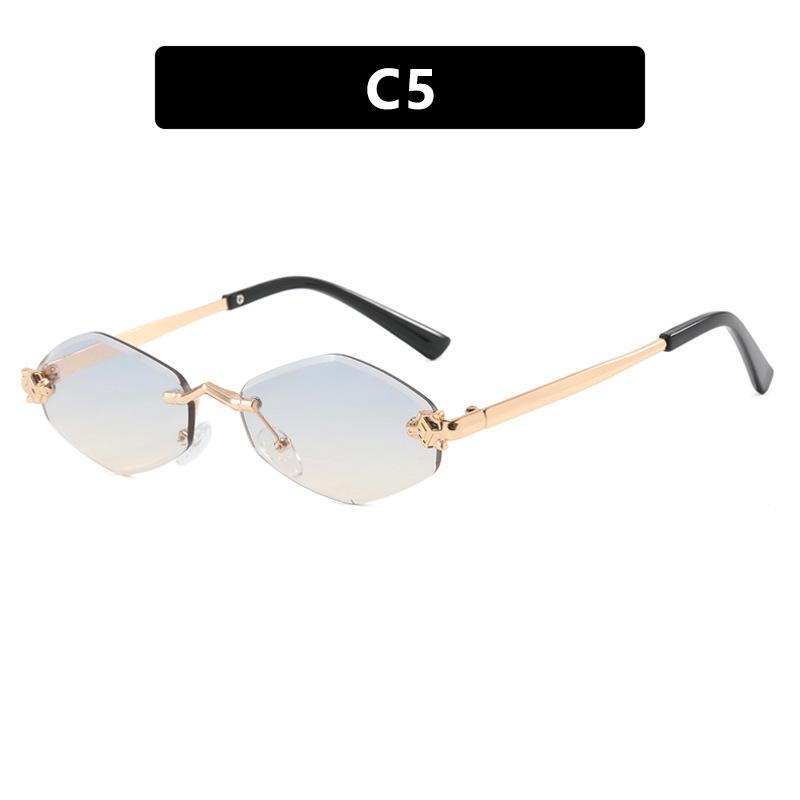 2024 Frameless Cut-Edge Rhombus Snake Sunglasses - Fashionable European & American Beach UV Protection Eyewear