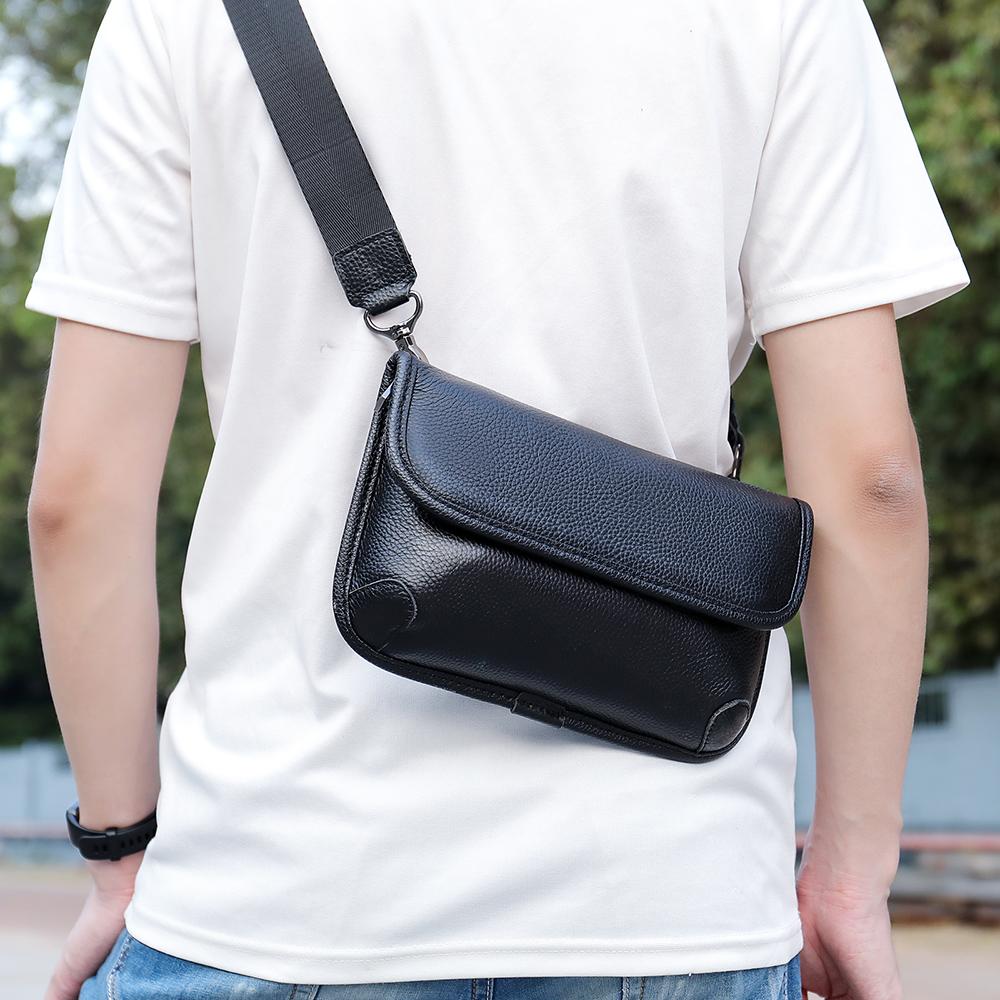 MVA Man Bag Genuine Leather Sport Black Shoulder Bags For Men Waterproof Business Bag Messager Bag 6088