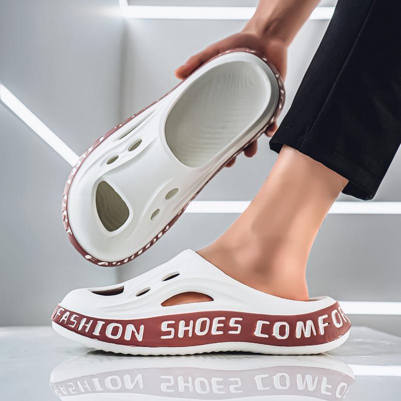 

Coconut hole shoes men s soft-soled outdoor trend versatile slippers bathroom bag head sandals breathable non-slip beach shoes 45 білий