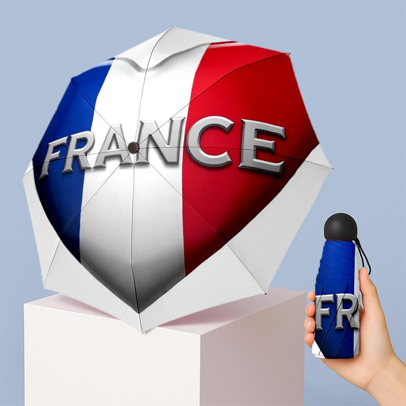 France national football team Pattern Printed Mini 5 Folds 8 Ribs Compact Umbrella Windproof Waterproof Lightweight Portable Folding