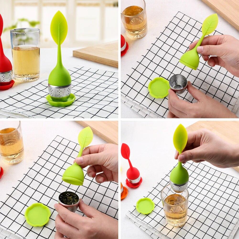 Filtres à feuilles mignons, outils à thé parfumés, résistant aux hautes températures, passoire à thé en Silicone, infuseurs à thé, sachet de thé