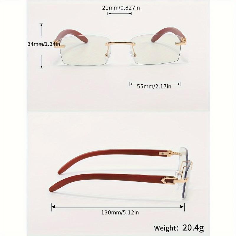 1 Pair of Modern Glasses with Frameless Rectangular Design Suitable for Business Leisure and Formal Occasions
