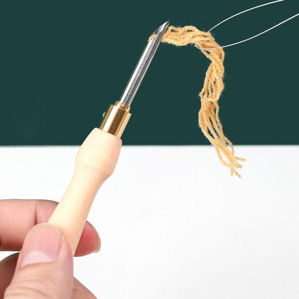 Wooden Handle Punch Needle Set 2.5mm/3.5mm/5mm Punch Stitching Kit  for Beginners