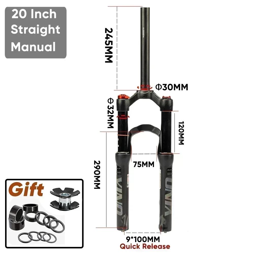 BUCKLOS 20Inch Bicycle Fork Travel 100mm BMX Air Suspension Fork 9*100mm QR MTB Touring Bike Front Fork Disc Brake Bike Parts YINO 20Inch