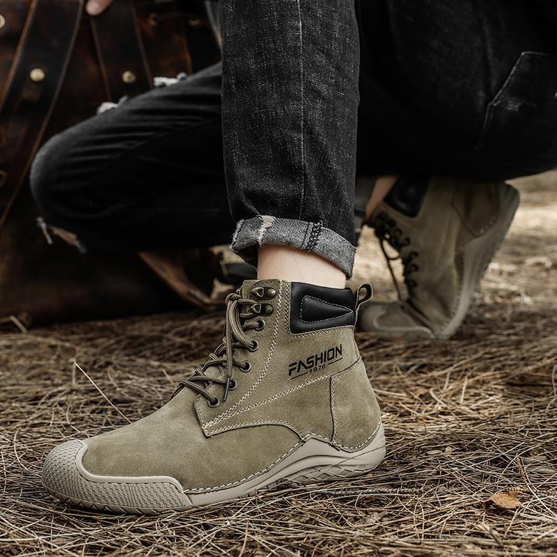 Echtes Leder Männer Stiefel Herbst Winter Stiefeletten Für Männer Schuhe Outdoor Werkzeug Stiefel