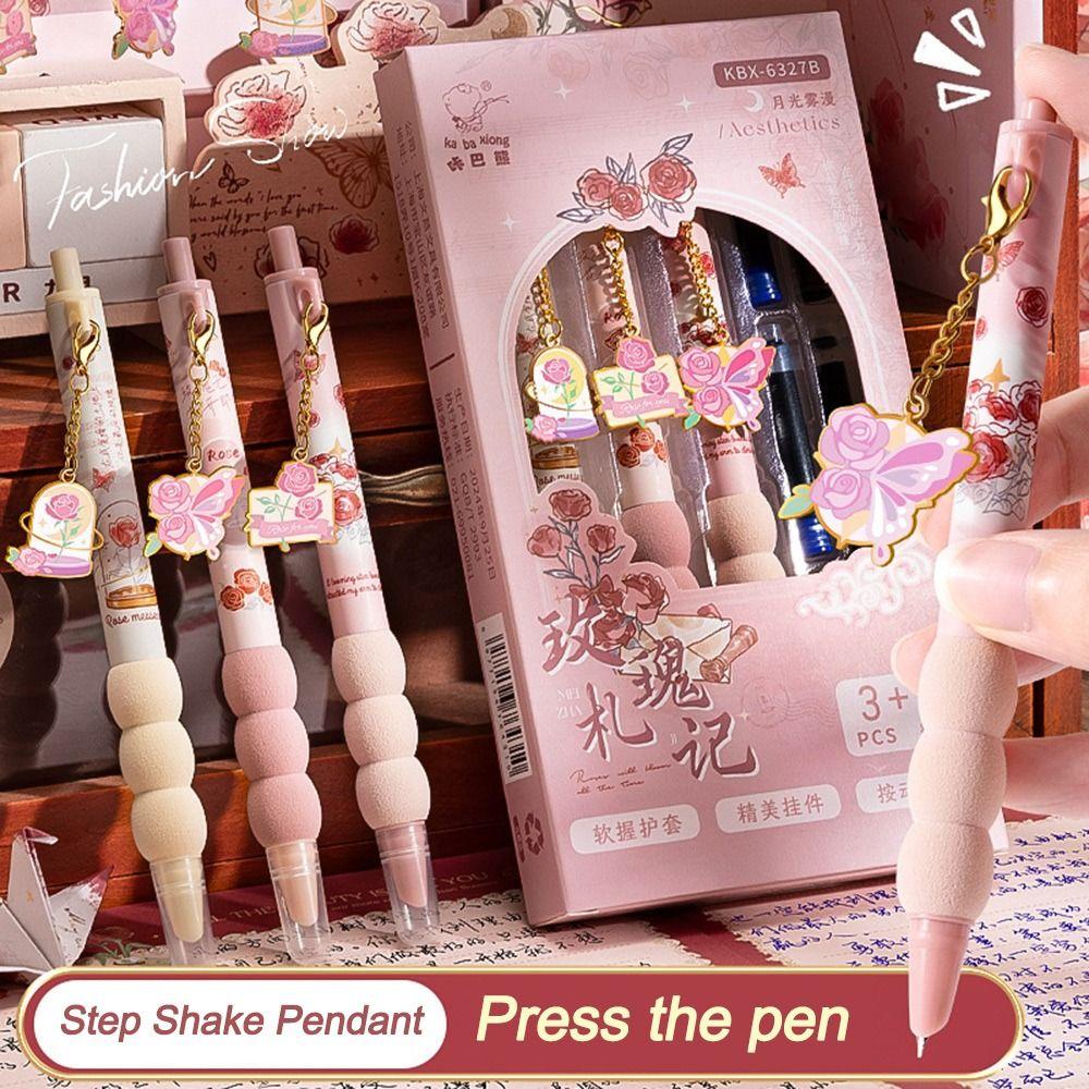 3Pcs/lot with Pendant Pen Push-action Ink Sac Pens Durable Fountain Pen