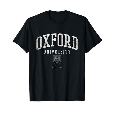 Oxford University Est. 1231 Varsity Logo Graphic T-Shirt Classic Academic Crest Streetwear Tee