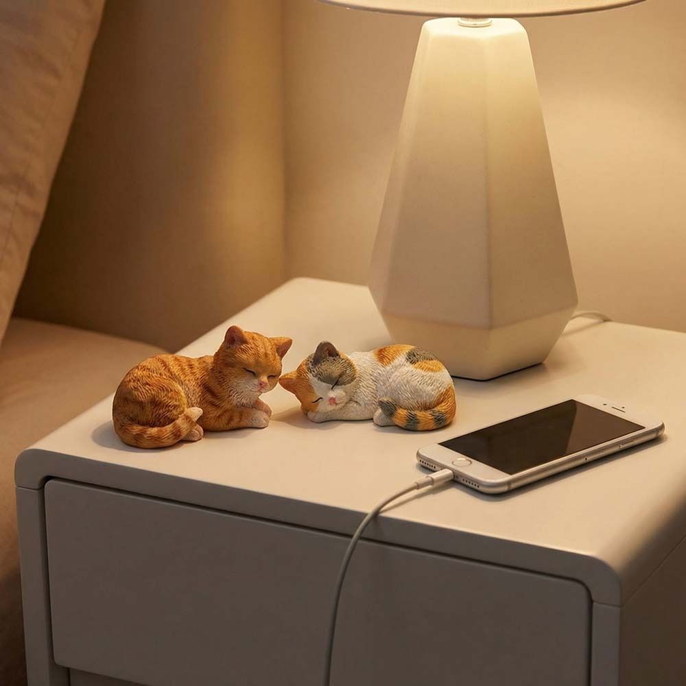 Cartoon Style Cat Statues Figurines Tiger Spot Cat Decoration Micro Landscape