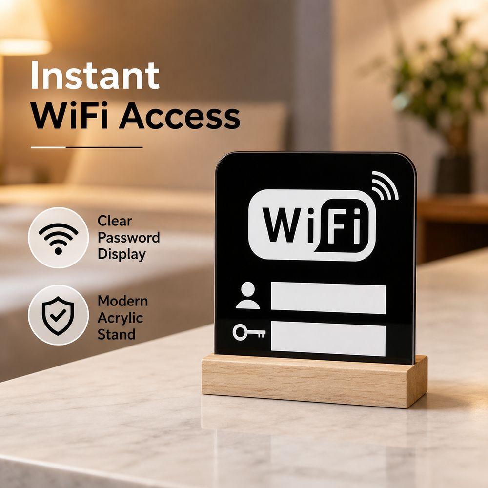 Modern Style Acrylic Mirror WiFi Sign Acrylic WiFi Sign Notice Board Handwriting WiFi Password