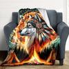 1PC Wolf Spirit Print Blanket, Soft Throw Blanket - Warm & Cozy for Couch, Bed, Office, and Travel Yy250912182