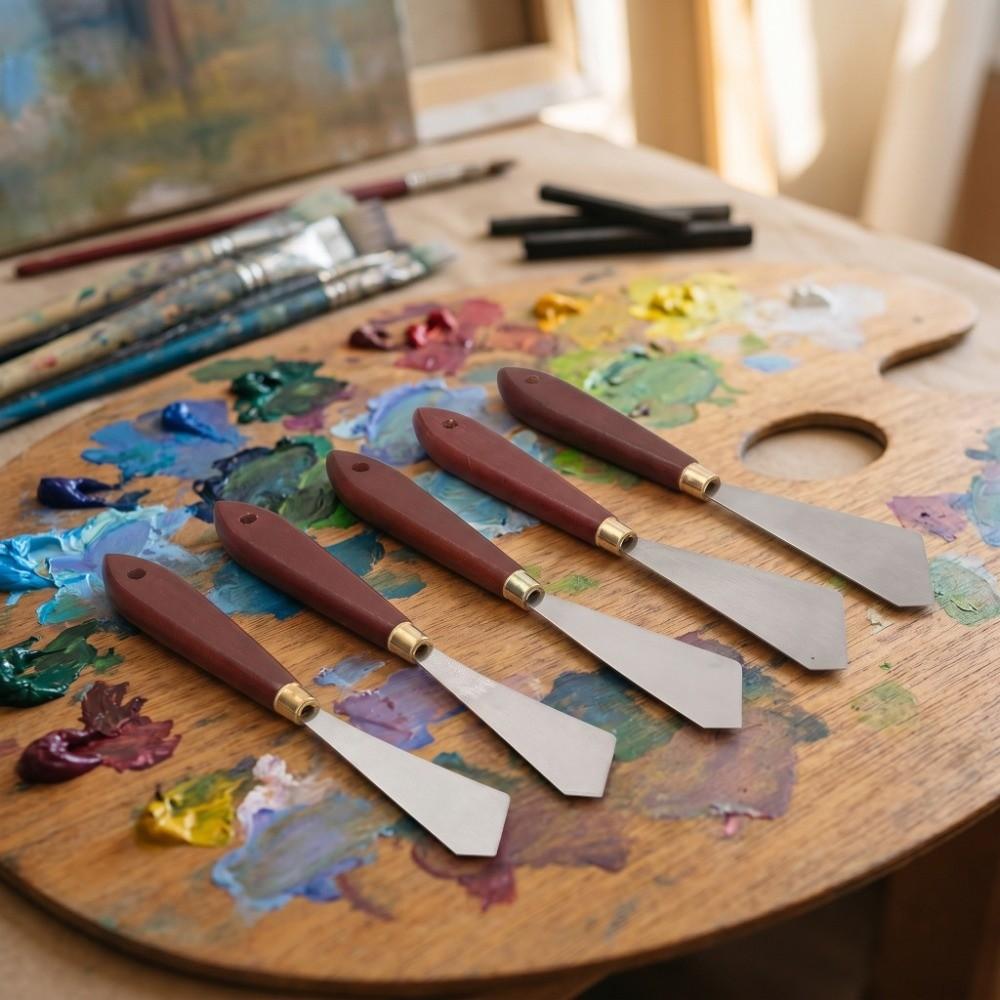6PCS Smooth Polished Surface Oil Painting Spatula Set Color Mixing Knives  Art Studio Drawing
