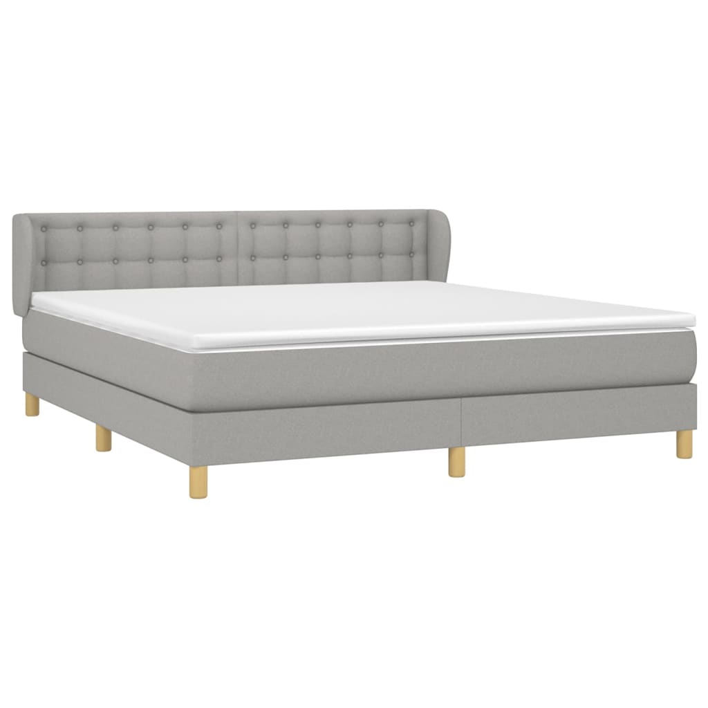Box Spring Bed with Mattress Light Grey 160x200 cm Fabric