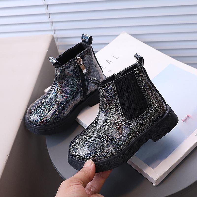New Arrival Fall/Winter Kids' Fashion Boots – Boys' British Style Ankle Boots, Girls' Sequin Short Boots, Runway Trendy Style