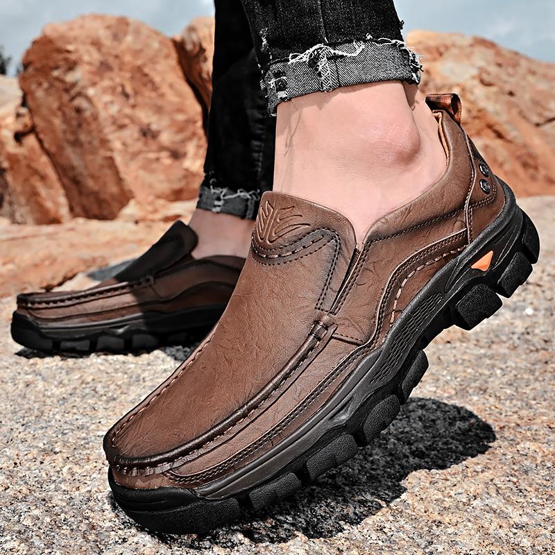 Genuine Leather Classic Men Casual Shoes Outdoor Men Shoes Quality Men Dad Shoes Moccasins Slip On Bussiness Footwear Male